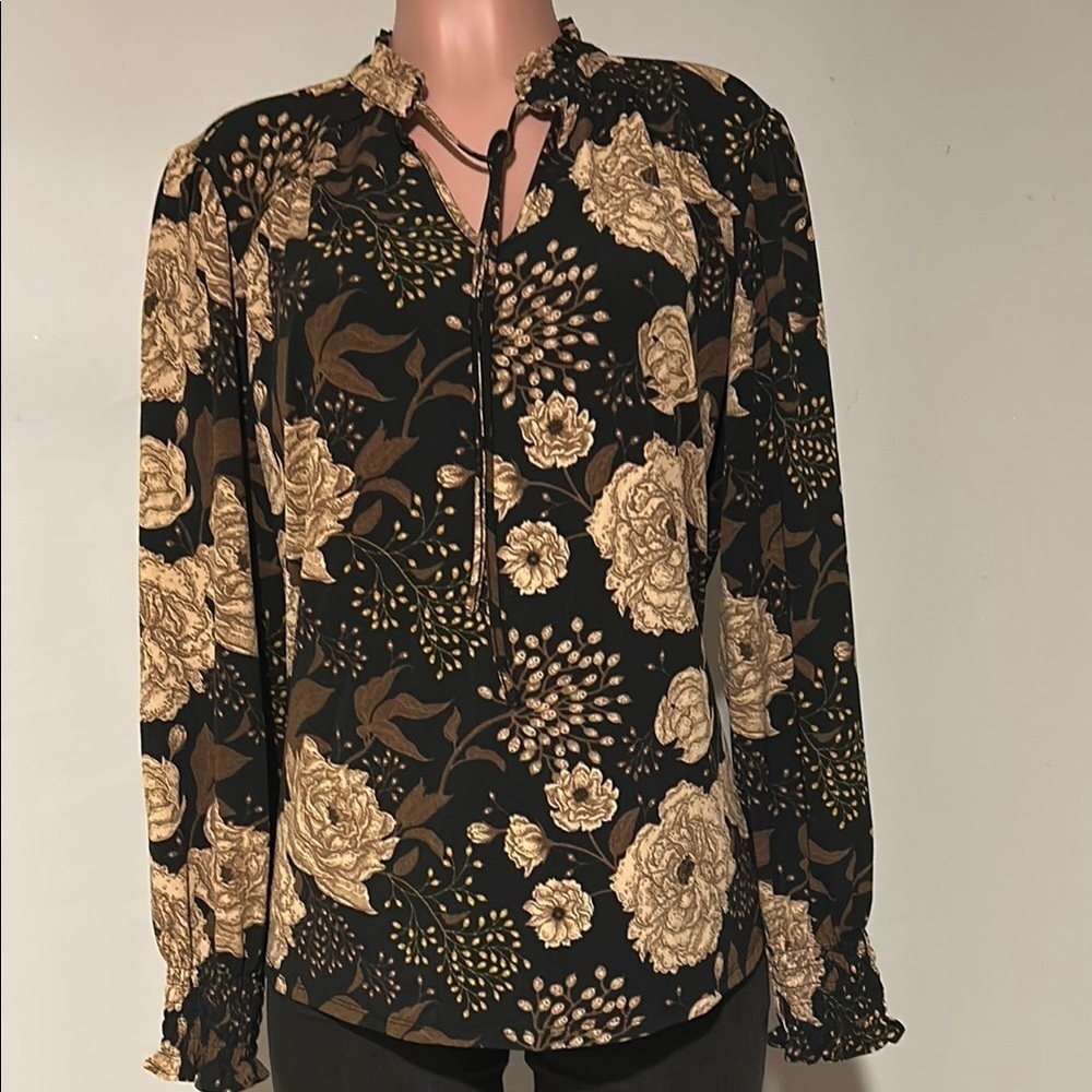 Adrianna Papell Floral Top Tunic Long Sleeve Size X Large - Picture 5 of 9